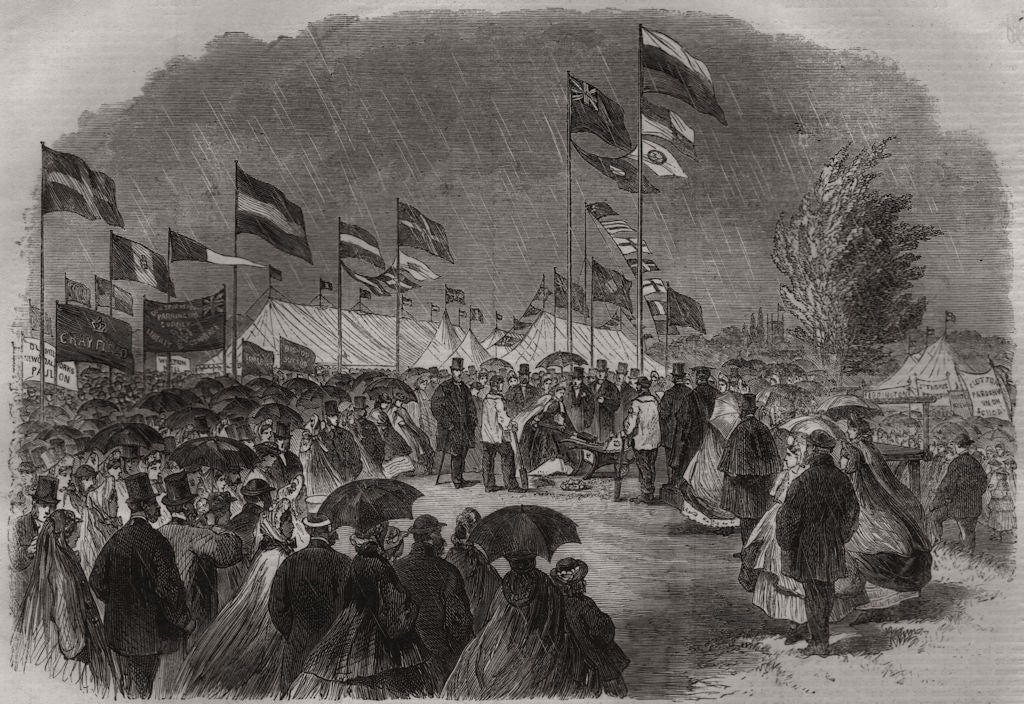 Mrs. Milward cutting 1st turf. Bristol & North Somerset Railway, Clutton 1863